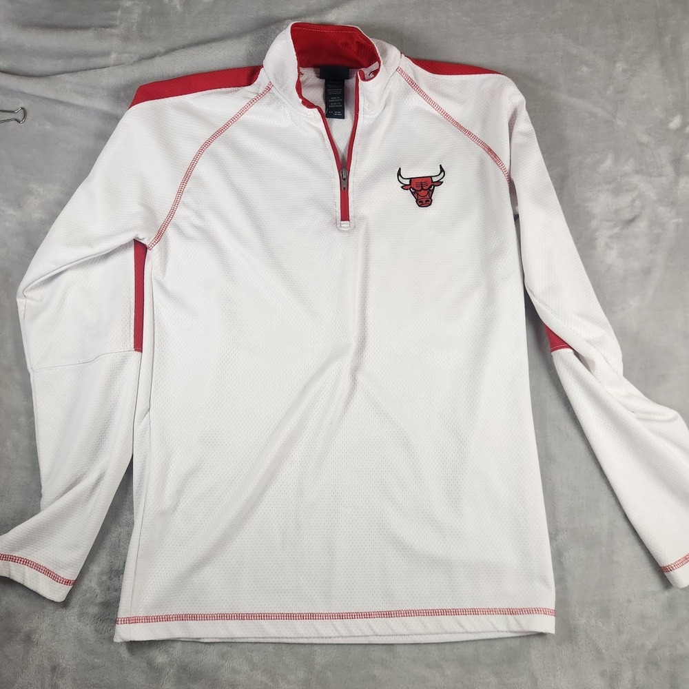 Mens Chicago Bulls‎ 1/4 Zip Pullover Long Sleeves White NBA Ultra Game size M